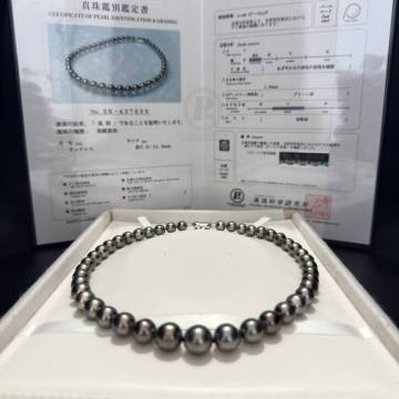 【最高級/オーロラピーコック/真科研】 テリ最強/巻き厚1.6mm 南洋黒蝶真珠 パール ネックレス 11.2mm SV 51.1g クロチョウ 真珠科学研究所