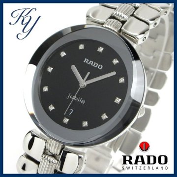 1円～ 3ヶ月保証付き 磨き済み 美品 本物 RADO ラドー ジュビリー ダイヤモンド ブラック メンズ 時計