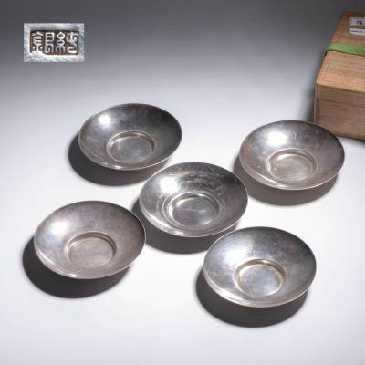 純銀 素面茶托 重:368g 共箱