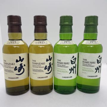 TM☆計4点 古酒 未開栓 サントリー シングルモルトウイスキー 山崎 白州 180ml SUNTORY SHINGLE MALT JAPANESE WHISKY ミニボトル☆