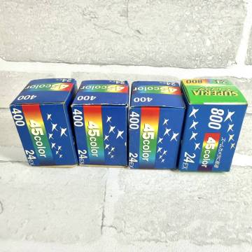 【TH0811②？】未開封 カメラフィルムテープ 4本 まとめ 写真屋さん45 35mmカラーネガフィルム 45color 400 SUPERIA 800 カメラ用品