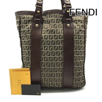 1円 良品 FENDI フェンディ ズッキーノ キャンバス レザー トート バッグ レディース ファッション ブランド ブラウン r1644