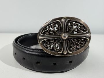 【8/30AP3】 クロムハーツ CHROME HEARTS ベルト バックル レザーベルト クロス 32サイズ