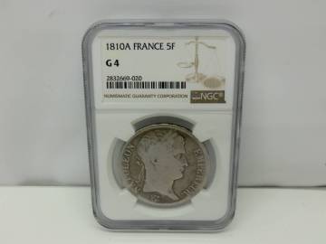 古銭祭 NGC フランス 5フラン銀貨 ナポレオン1世 1810年 G4 記念硬貨 コレクター コイン 中古品 自宅保管品