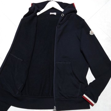 極美品/L相当 ■MONCLER パーカー MAGLIA CARDICAN ジャケット ブルゾン スウェット ワッペン Wジップ モンクレール マグリア 紺 ネイビー