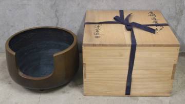 釜師 金谷浄雲造 唐銅道安風炉 (約5180g) 茶室調度 日本伝統工芸 茶道具 茶釜 共箱 真作保証 ヘ3