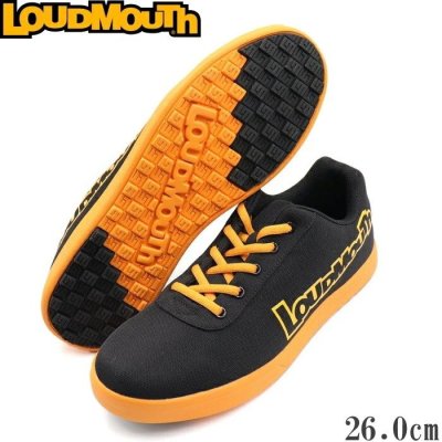 １円★ラウドマウス LM-GS0005 スパイクレス ゴルフシューズ　Black&times;Orange（946）26.0cm ブラック&times;オレンジ 無地/ビッグロゴ ★