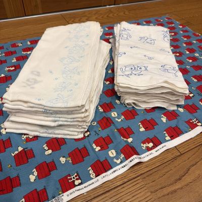 【昭和レトロ】布おむつ 小鳥柄 計21枚（画像1枚目 左柄12枚,右柄9枚）輪おむつ