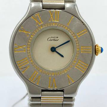 カルティエ マスト21 ヴァンティアン クオーツ レディース 腕時計 Must de Cartier CAL.81搭載 ◆2004