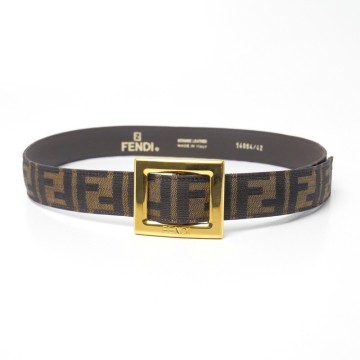 MJ5133* VINTAGE FENDI フェンディ ダブルF FFロゴ ズッカ柄 ベルト 14864/42 ブラウン イタリア製