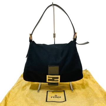 1円 FENDI フェンディ マンマバケット 2348 26325-099 フェルト ワンショルダーバッグ ブラック 黒