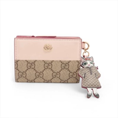 1円■極美品■グッチ■ヒグチユウコ コラボ ダブルG バイカラー スモール ウォレット 財布 レザー GGスプリーム レディース MMM EC52-6