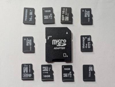 マイクロSDカード 中古品 16GB 10枚 フォーマット済み アダプター1個付