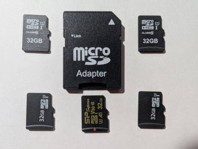マイクロSDカード 中古品 32GB 5枚 フォーマット済み アダプター1個付