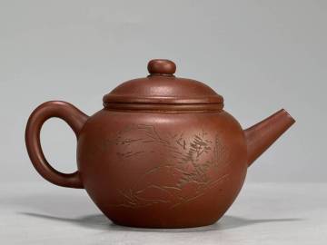 UA09-2　中国美術　煎茶道具　紫砂　朱泥　漢詩文　急須　茶壺　花押款　時代物　古物　唐物　