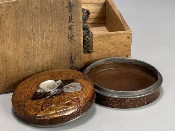 UA9-7 日本美術　青貝　布袋　金蒔絵香合　香道具　時代香道具　