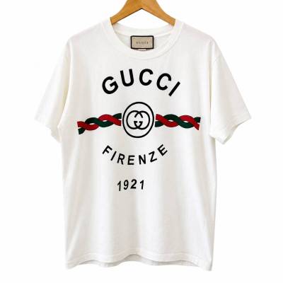 187『極美品・現行タグ』 GUCCI グッチ メンズ オーバーサイズ コットンジャージー ビッグロゴ 半袖 Tシャツ トップス ホワイト M相当