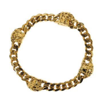 1円スタート GIANNI VERSACE ジャンニ ヴェルサーチ ブレスレット メデューサ チェーン ゴールドカラー アクセサリー バングル