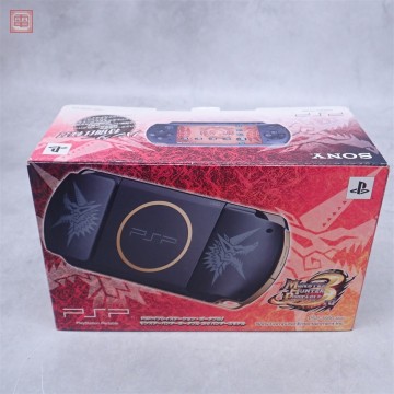 動作品 PSP プレイステーションポータブル 本体 PSP-3000 モンスターハンターポータブル 3rd ハンターズモデル 箱説付【10
