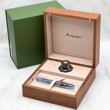 Montegrappa モンテグラッパ 万年筆 エキストラ1930 地中海ブルー シルバー 925 ペン先 18K 刻印あり ボトルインク,箱付き