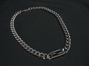 1円 FENDI フェンディ バゲット ネックレス アクセサリー メンズ レディース シルバー系 BQ7004