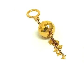 1円 ■美品■ LOUIS VUITTON ルイヴィトン M65379 ポルトクレ グリッター キーホルダー キーリング キーチャーム ゴールド系 HE2594