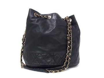1円 CHANEL シャネル ココマーク マトラッセ レザー チェーン ショルダーバッグ トートバッグ 肩掛け レディース ブラック系 HC0864