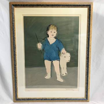 【C322】仔羊を連れたポール リトグラフ 石版画 パブロ・ピカソ Pablo Picasso 1923年 ムルロ工房 限定500部 洋画 油絵 絵画 現状品