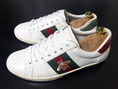 グッチ 8 GUCCI シェリーライン オフホワイトローカットレザースニーカー bee