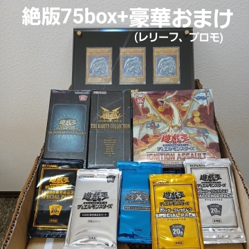 遊戯王 絶版 box ボックス 青眼の白龍 ブルーアイズホワイトドラゴン レリーフ セット まとめ売り 新品未開封 75box カートン 引退品