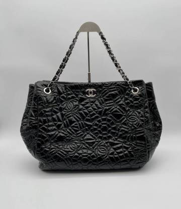 1円～⑤ 美品 CHANEL シャネル カメリア ビニールグラフィック エッジ トートバッグ ショルダーバッグ ブラック 黒 #②10