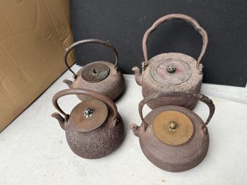 鉄瓶 4点セット まとめ売り 茶道具 煎茶道具 鉄器 金属工芸 アンティーク