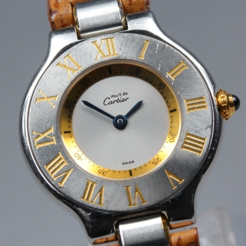 【稼働品】 Cartier マスト 21 1340 シルバー シルバー 純正ブレス クオーツ レディース 腕時計 #17734