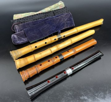 【江】高級和楽器 名工造 尺八 4本まとめ 古美術品(縦笛木管楽器民謡箏曲長唄伝統音楽)XZ3666 CTgtez