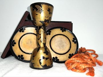 時代和楽器 小鼓 桐蒔絵 鼓胴 皮一対 共箱 調緒付 能楽 囃子方 伝統工芸