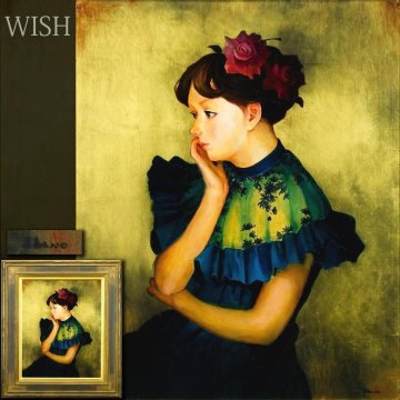 【真作】【WISH】土野進(土野秀信) 板に油彩 15号 大作 ◆薔薇の髪飾りの美しい少女 　　〇パステル作家協会委員 無所属実力派 #26063060