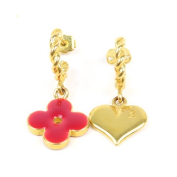 209420★1円スタート★LOUIS VUITTON ルイヴィトン 極美品 ブークル ドレイユ スウィート フラワー ハート アクセサリー モノグラム ピアス