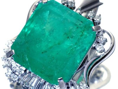 1円～【ジュエリー極】極上品！超特大天然エメラルド21.18ct＆極上ダイヤモンド0.83ct 超高級Pt900ペンダントヘッド h8969ggl【送料無料】