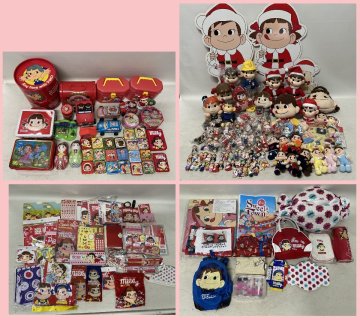 【浜館30-7】 【現状品】不二家 ペコちゃん グッズ まとめ ぬいぐるみ キーホルダー 缶 他