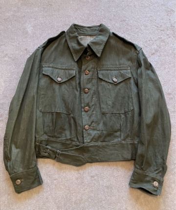 DEADSTOCK！ 1940s イギリス軍 British Army グリーンデニム バトルドレスジャケット / ヴィンテージlevi'sリーバイス年代ミリタリー30s50s