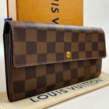 H1 （極美品）LOUIS VUITTON ルイヴィトン ダミエ　ポルトフェイユ　サラ　二つ折り　長財布　ウォレット　サラ　 ユニセックス　
