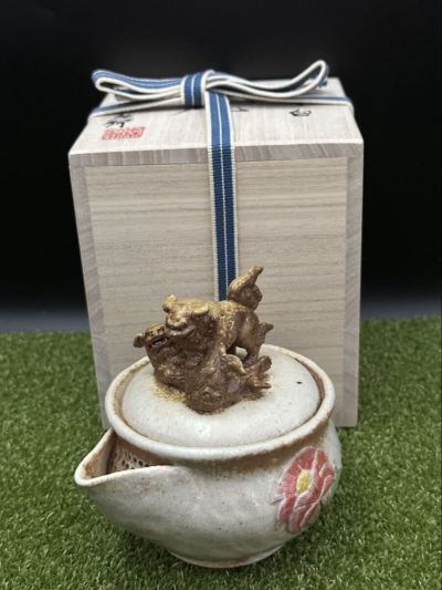 備前焼　白備前絡み獅子摘み宝瓶 急須 煎茶道具 茶器白