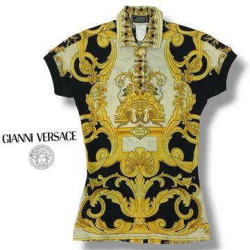 s109 Vintage 希少 GIANNI VERSACE ジャンニ ヴェルサーチ ポロシャツ 半袖 トップス メデューサ 38 イタリア製 コットン100% 正規品