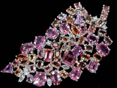 VOM19013【1円～】新品【RK宝石】極上パパラチャサファイア ピンクサファイア 総計11.02ct ダイヤ K18WG 超高級ペンダントヘッド ブローチ