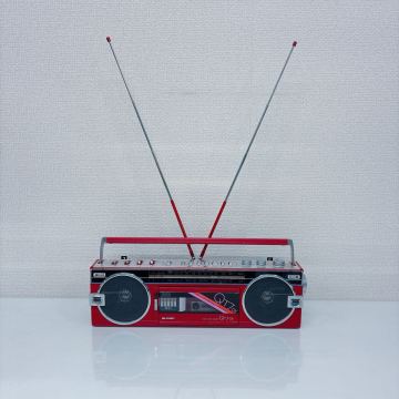 8G26 SHARP/シャープ QT-7DX 赤/レッド 昭和レトロ ステレオラジカセ 動作未確認 中古 現状品
