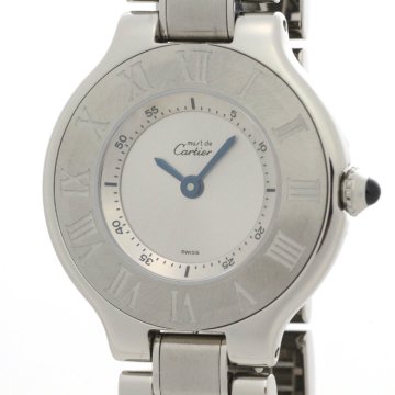 CARTIER カルティエ マスト21SM W10109T2 腕時計 ステンレス シルバー文字盤 レディース 保証書あり【中古】473