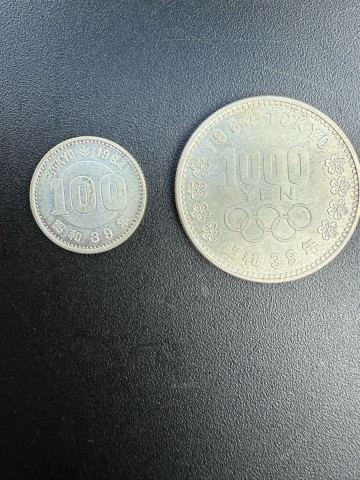 記念硬貨　 千円銀貨&times;1 100円銀貨&times;1 東京オリンピック昭和39年
