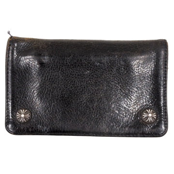 クロムハーツ 1ZIP 1ジップ クロスボールボタン レザーウォレット ブラック 二つ折り財布 Chrome Hearts