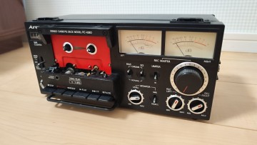 東芝 Aurex PC-4280 可搬型3ヘッドカセットデッキ 【ジャンク】 通電確認済み 昭和レトロ ビンテージ　修理前提・部品取りに