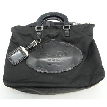 【1円～】PRADA プラダ ロゴ ハンドバッグ ショルダーバッグ 2way ナイロン ブラック【中古品】
